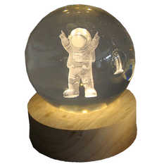Engraved Astronaut LED Glass Globe 8cm (Battery / USB)