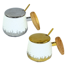 Ceramic Mug with Lid & Spoon – 2 Designs (420ml)