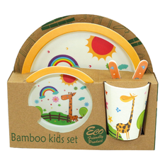 Children’s Bamboo Dinner Set Giraffe – 5 Pieces 