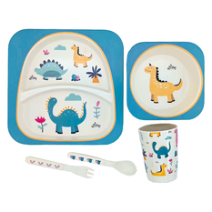 Children’s Bamboo Dinner Set Dinosaur – 5 Pieces | Eco-Friendly & Durable 