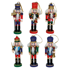 Wooden Nutcracker in 6 Designs – Height 13cm (Pack of 6 Pieces)