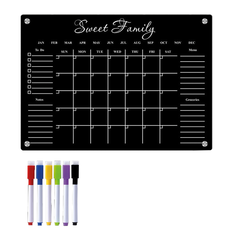 Magnetic Organizer Board Black with 6 Markers – 30x21cm