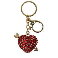 Heart Keychain with Red Crystals & Arrow – Luxury Keychain