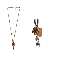 Women’s Necklace with Metal Key & Four-Leaf Clover – Pack of 6 Pieces