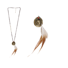Women’s Necklace with Metal Hat & Feathers – Pack of 6 Pieces