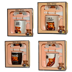 Gift Set: Birthday Mug with Spoon and Saucer – 4 Designs – 9x8.5cm