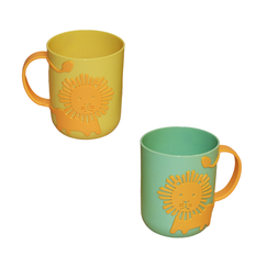 Kids Plastic Mug in 2 Colors – Lion Design – Pack of 4 – 9.5x8cm