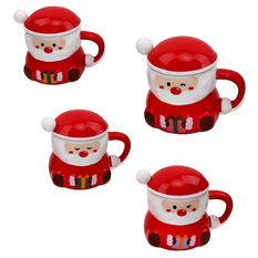 Cup with spoon and lid 4 designs 450ml