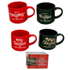 Merry Christmas Mug in Red & Dark Green
