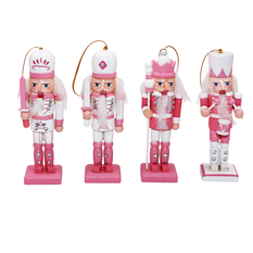 Pink wooden nutcracker in 4 designs 12.5cm 