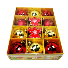 Set of 14 Christmas ornaments – Red & gold decorative baubles and angels