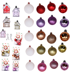 Set of 13 Christmas Ornaments in 5 Colors