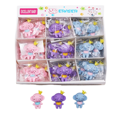 Animal-shaped eraser in 3 colors – Pack of 36 pieces