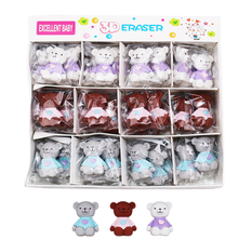 Bear-shaped eraser in 3 colors – Pack of 48 pieces