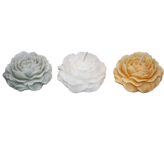 Soy Scented Candle in flower shape, 3 colors – 3 fragrances, 8cm