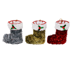 Christmas Decorative Boot in 3 Colors – 12x10cm (Pack of 12 pieces)