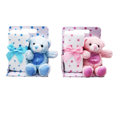 Baby Gift Set: Plush Teddy Bear & Blanket – 2 Colors