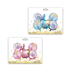 Foil Balloon Set 5pcs Baby Boy & Baby Girl with Character for Air & Helium