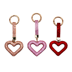 Heart Keychain with Rhinestones – 3 Colors, Pack of 3