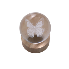 Engraved Globe with Light – Butterfly, 8cm Diameter