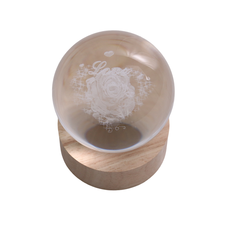 Engraved Globe with Light – Rose, 8cm Diameter