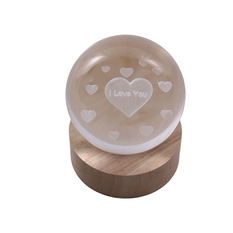 Engraved Globe with Light – I Love You, 8cm Diameter