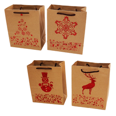 Christmas Kraft Gift Bag in 4 Designs and 2 Sizes