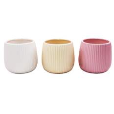 Ceramic Planter in 3 Colors (White, Yellow, Pink) 14x12.7cm – Pack of 6
