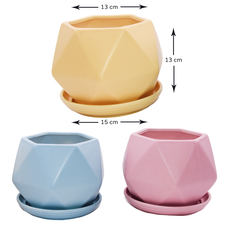 Ceramic Plant Pot in 3 Colors – 13x13x15cm (3pcs)