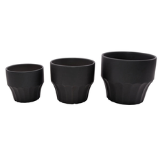 Black Ceramic Plant Pot – Set of 3 (21x21x17.5cm / 17.5x17.5x15cm / 14x14x12.5cm)