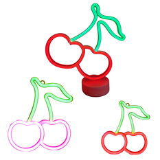 Φωτιστικό Neon Κεράσι με Βάση – 3 Χρώματα, 30x25cm (USB & Μπαταρία)