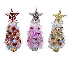 Christmas Decorative Tree with Ornaments & Lights in 3 Colors