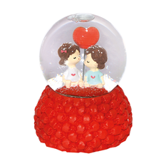Glass snow globe with couple & heart, available in 3 sizes – 10 cm, 8 cm & 6.5 cm