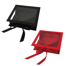 Κουτί Δώρου Καρδιάς Red & Black με Παράθυρο – 25×25×6.7cm