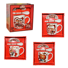 Love Mug Gift Set with Teddy Bears, Saucer & Spoon – 9×8.5 cm 