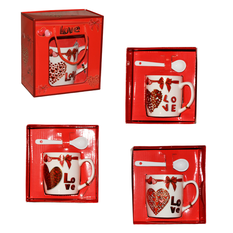 LOVE Mug Gift Set with Spoon – Red Gift Box – 8×7 cm 