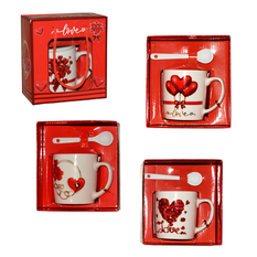 LOVE Mug Gift Set with Spoon – Romantic Design – 8×7 cm