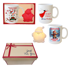Gift Set: Godmother Mug (3 Designs) + Light-Up Santa Claus in Gift Box