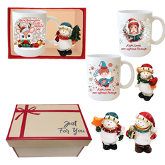 Gift Set: Teacher Mug (3 Designs) + Snowman Figurine (3 Designs) in Gift Box