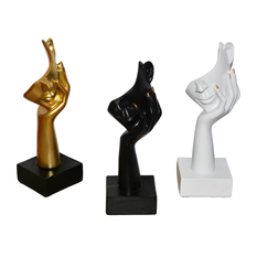 Decorative Hand Figurine with Face – 16cm & 26cm – Gold, Black & White