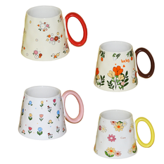 Ceramic Mug with Floral Designs – 300ml, 4 Designs 