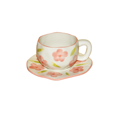Ceramic Floral Cup with Saucer – 300ml