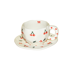 Ceramic Cup with Cherries Saucer – 300ml