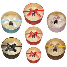 Round Gift Boxes with Bow – Set of 3 – 5 Colors