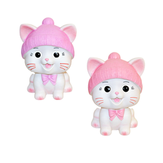 Cat Piggy Bank Pink Hat 18cm