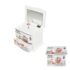 Wooden Jewelry Box with Drawers, Mirror and Music 14.5x10x11cm