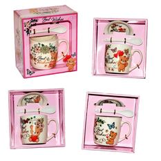 Best Wishes Mug Set with Saucer & Spoon in Gift Box 9x8.5cm