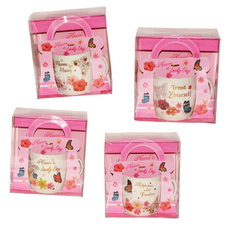 Have a Lovely Day Mug Set in Gift Packaging with Floral & Butterfly Designs
