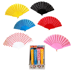 Polka Dot Souvenir Folding Fans Assorted Colors for Souvenir & Tourist Shops