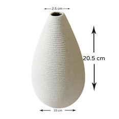 Ceramic Textured Drop Vase Ecru 20.5x2.5x11cm